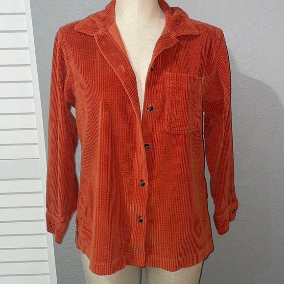 LL.Bean Women’s Corduroy Shirt Jacket Shacket size XS Orange - Picture 1 of 10